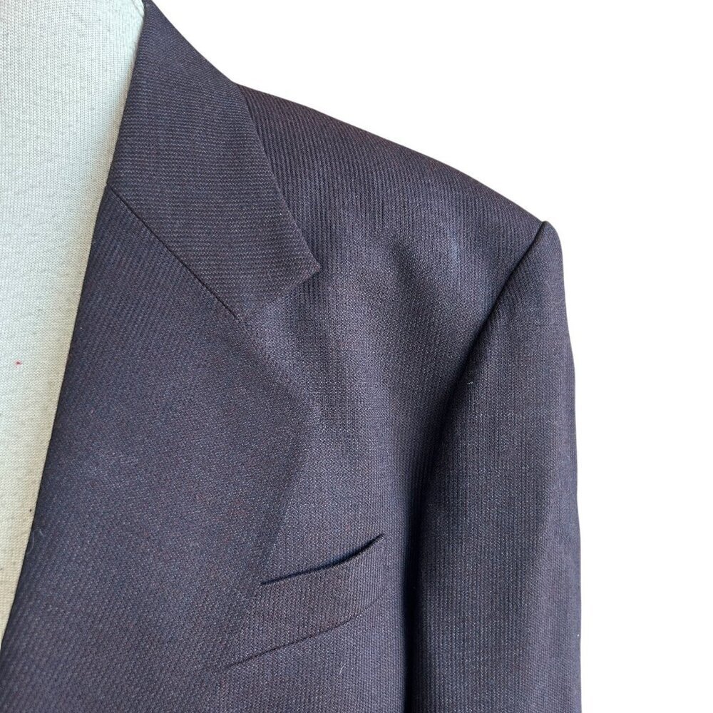 Vintage 80s Men’s Plum Burgundy Tweed Bespoke Sports Coat Blazer Size 40